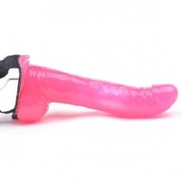 Harness w/PINK Curved G-spot 8" Dong Vibrating 10 Function